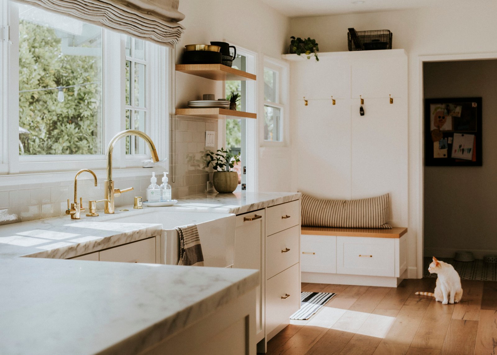 Golden kitchen faucet interior design